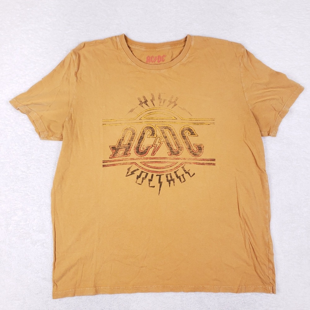 Lucky Brand AC/DC High Voltage‎ Graphic Tee XL Yellow